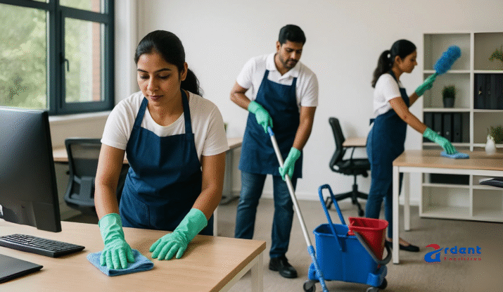 Professional housekeeping staff providing comprehensive cleaning services in Vadodara