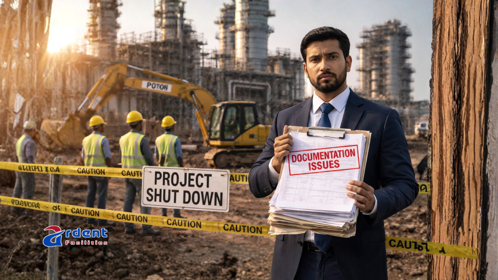 Labour contractor compliance issue causing sudden shutdown of an industrial project in India