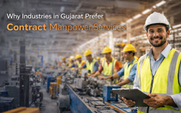 Why Industries in Gujarat Prefer Contract Manpower Services in 2026 Contract manpower workers at Gujarat manufacturing unit managed by professional manpower supplier