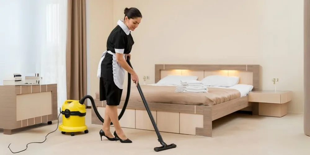 Trained housekeeping team cleaning a corporate office in Vadodara