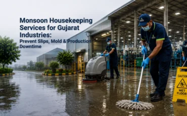 Ardent Facilities housekeeping Services team performing monsoon safety checklist