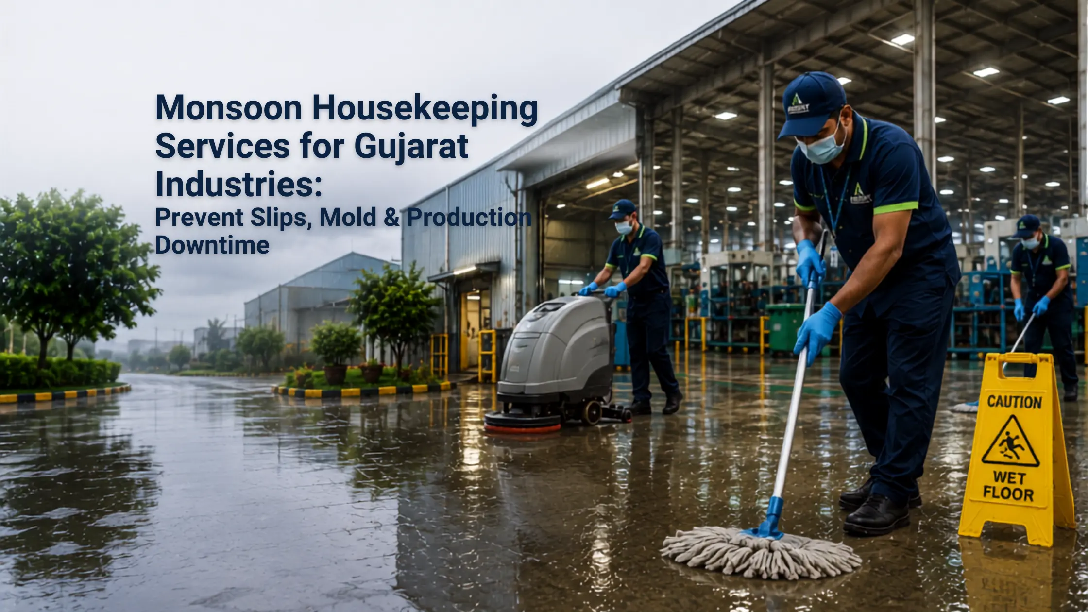 Ardent Facilities housekeeping Services team performing monsoon safety checklist