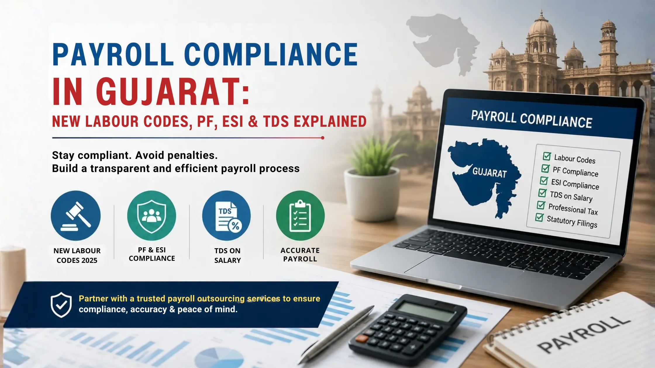 Payroll compliance in Gujarat covering Labour Codes, PF, ESI and TDS