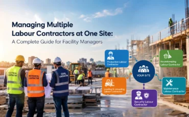 Managing Multiple Labour Contractors at One Site A Complete Guide for Facility Managers - Ardent Multiple contract workers coordinated by a single labour contractor at a factory floor in Ahmedabad